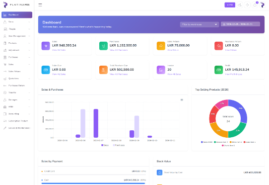 Platina POS Dashboard